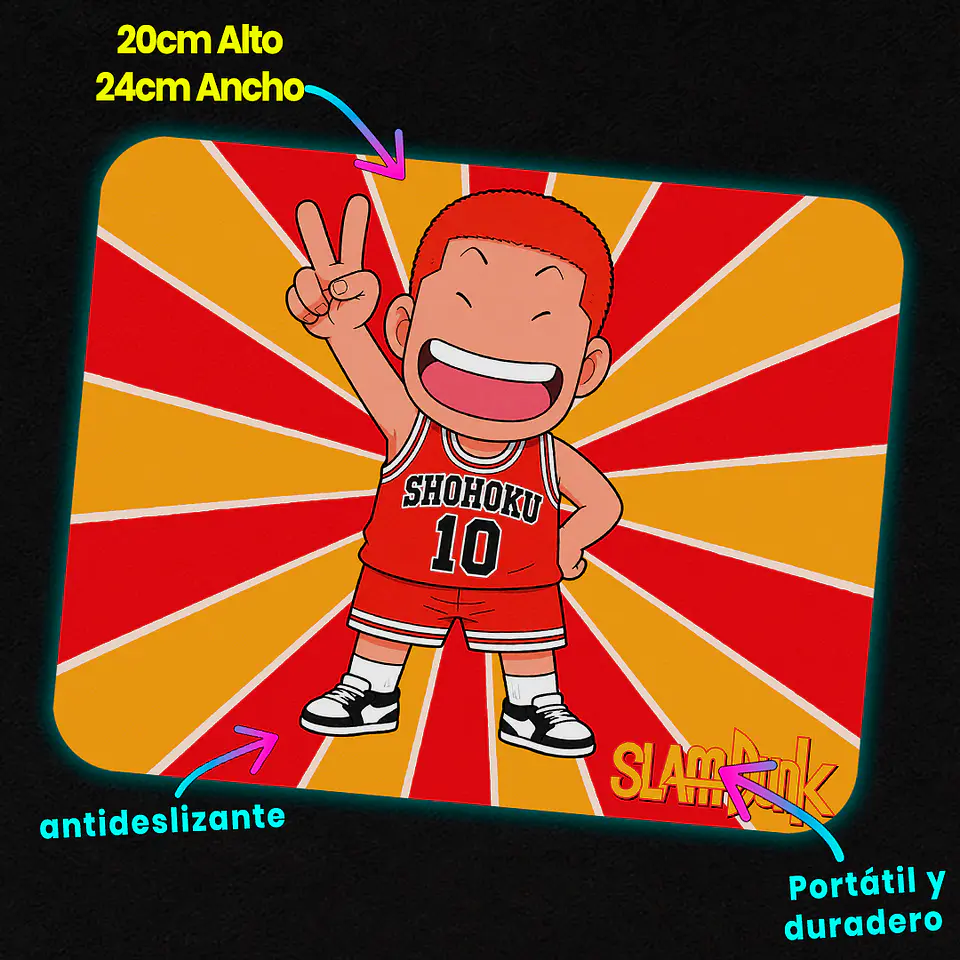 Mousepad 20x24 cm - Diseño Slam Dunk Chibi Hanamichi 3
