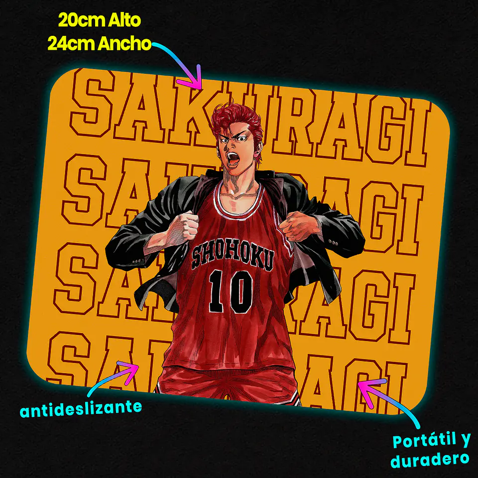 Mousepad 20x24 cm - Diseño Slam Dunk Sakuragi Shohoku 3