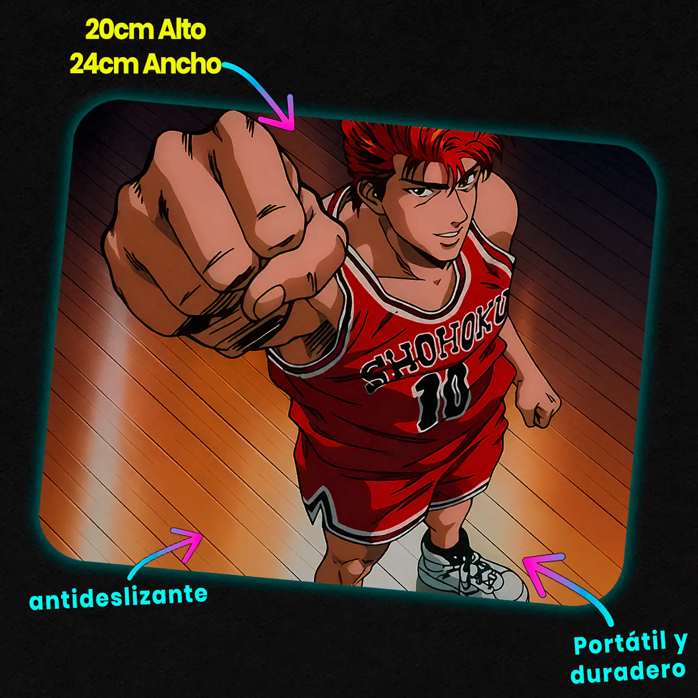 Mousepad 20x24 cm - Diseño Slam Dunk Sakuragi Puño 3