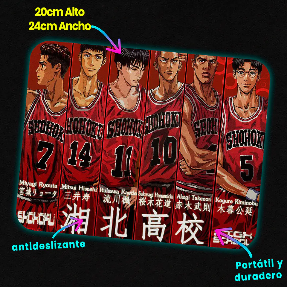 Mousepad 20x24 cm - Diseño Slam Dunk Equipo Shohoku 3