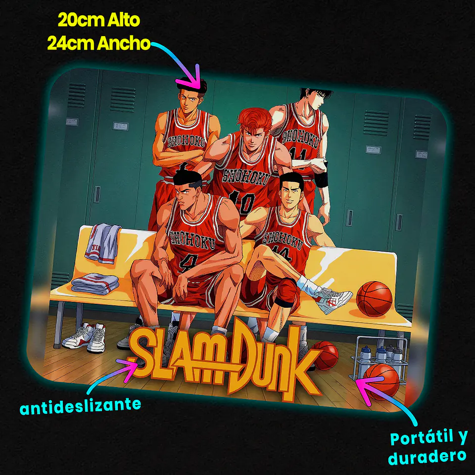Mousepad 20x24 cm - Diseño Slam Dunk Equipo en Banca 3