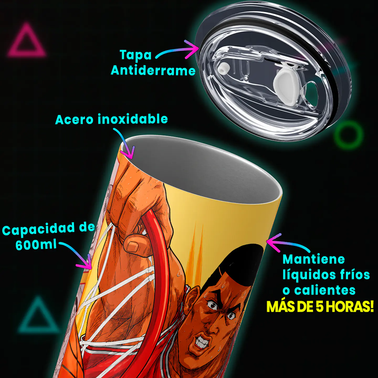 Mug Termo 600ml - Diseño Slam Dunk Akagi Capitán Shohoku 4