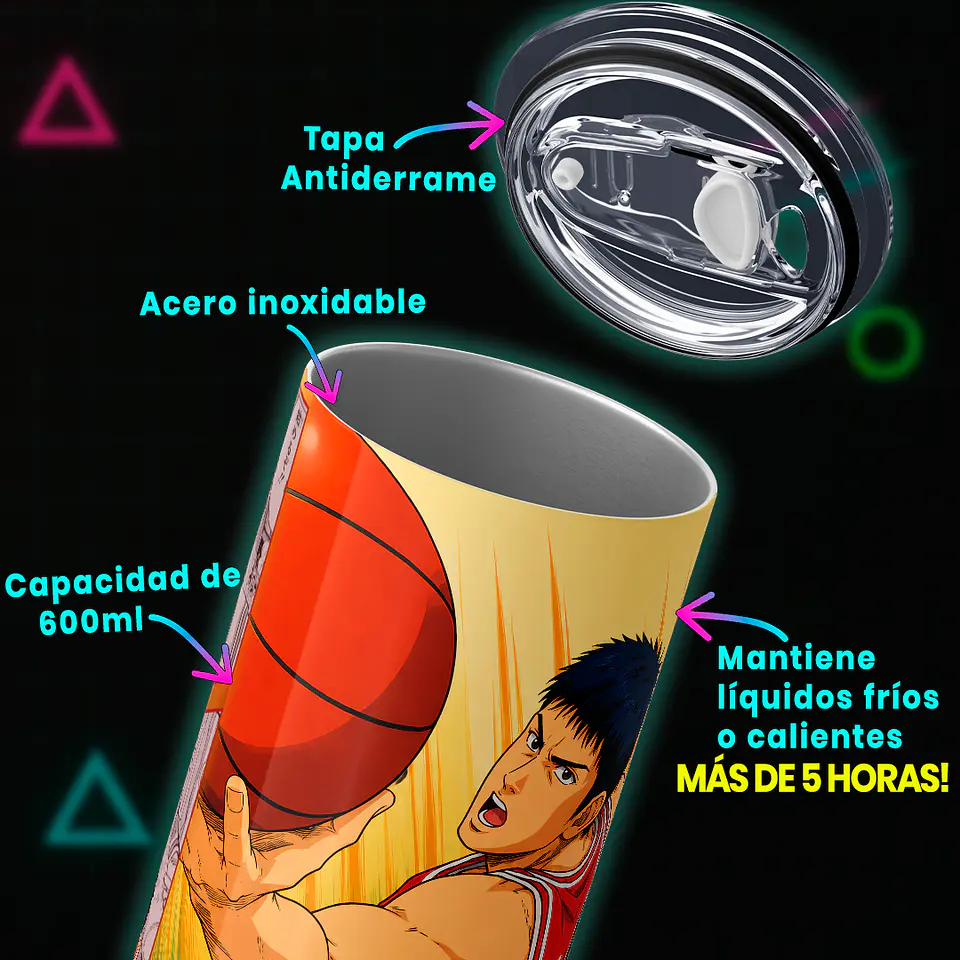 Mug Termo 600ml - Diseño Slam Dunk Mitsui Tirador de Shohoku 4