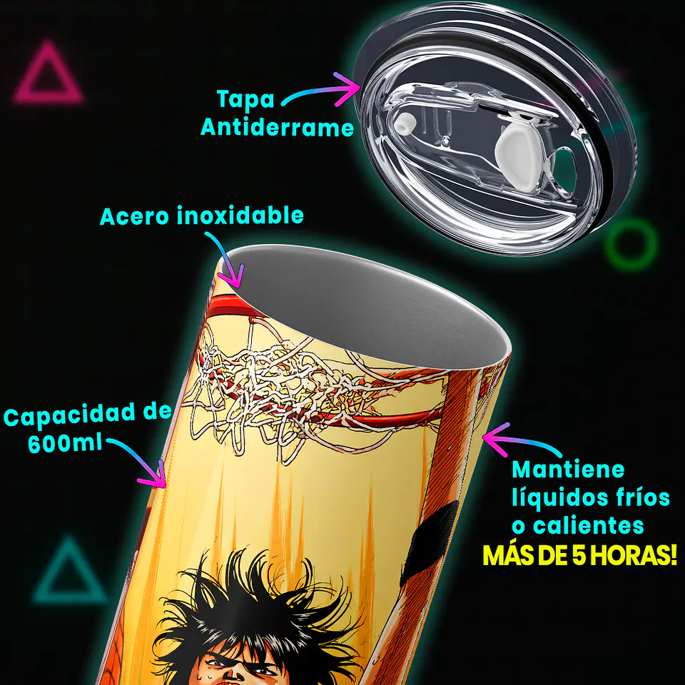 Mug Termo 600ml - Diseño Slam Dunk Kaede Rukawa As de Shohoku 4