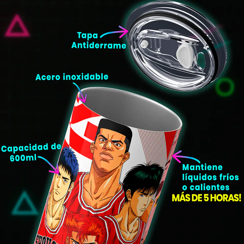 Mug Termo 600ml - Diseño Slam Dunk Equipo Shohoku 4