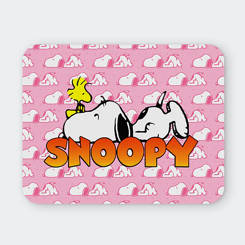 Mousepad 20x24 cm - Diseño Snoopy Fondo Rosado