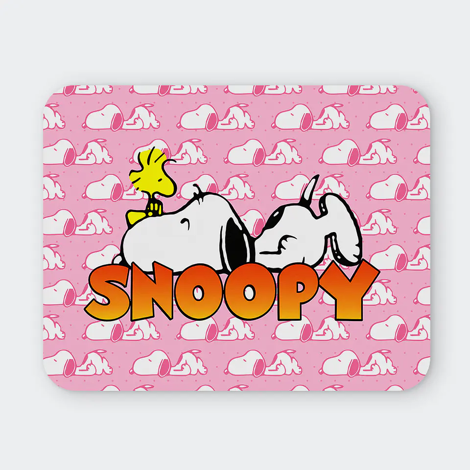 Mousepad 20x24 cm - Diseño Snoopy Fondo Rosado 1