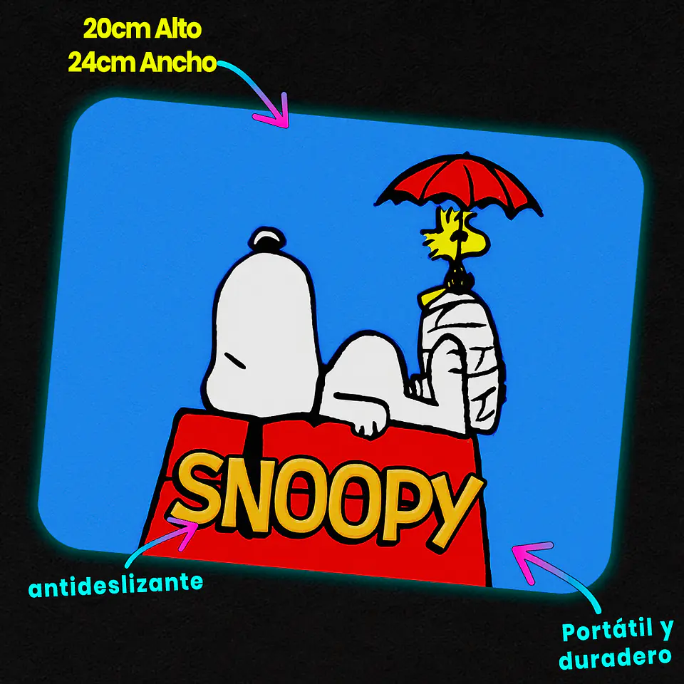 Mousepad 20x24 cm - Diseño Snoopy Casita Azul 3