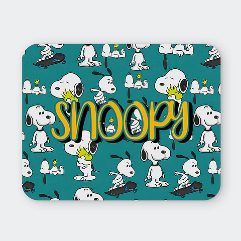 Mousepad 20x24 cm - Diseño Snoopy Fondo Turquesa