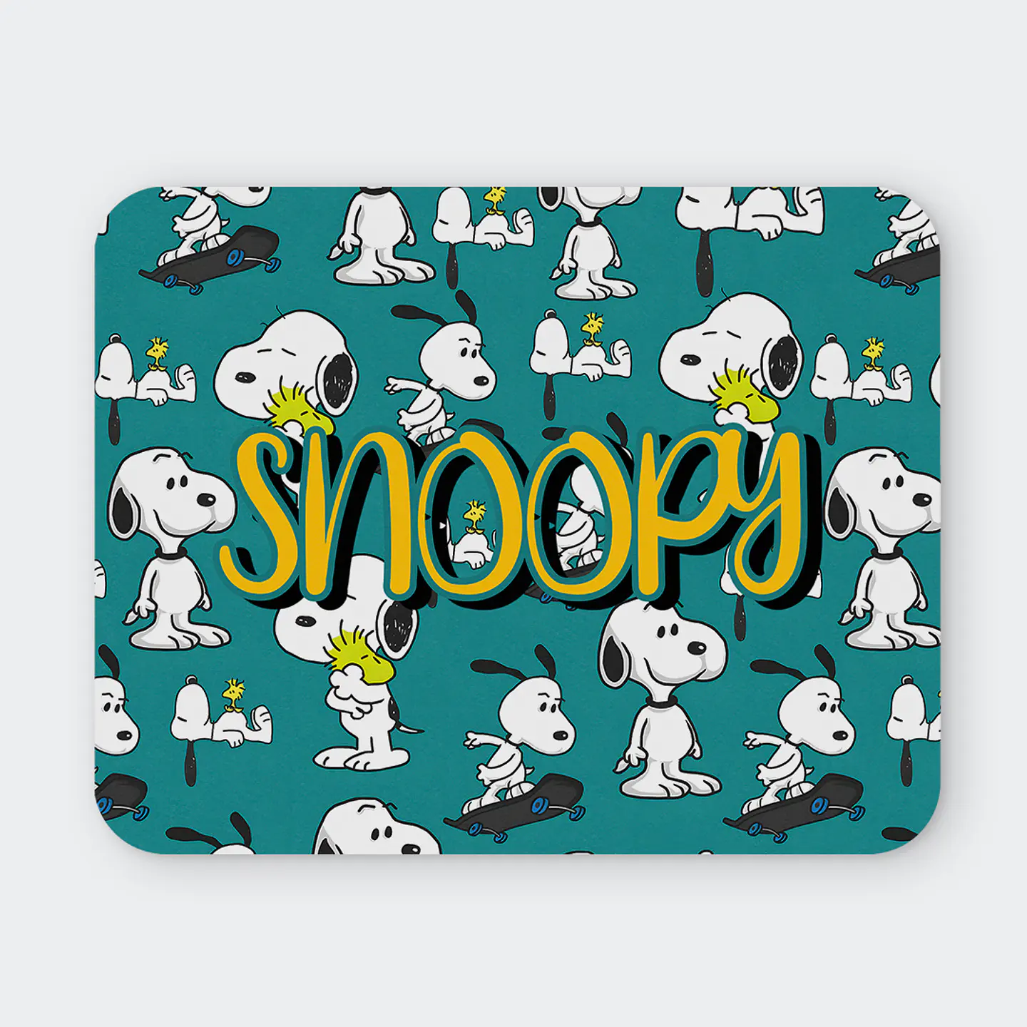 Mousepad 20x24 cm - Diseño Snoopy Fondo Turquesa 1