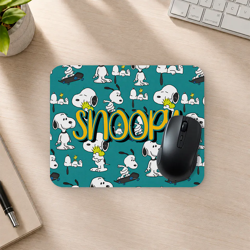 Mousepad 20x24 cm - Diseño Snoopy Fondo Turquesa 2