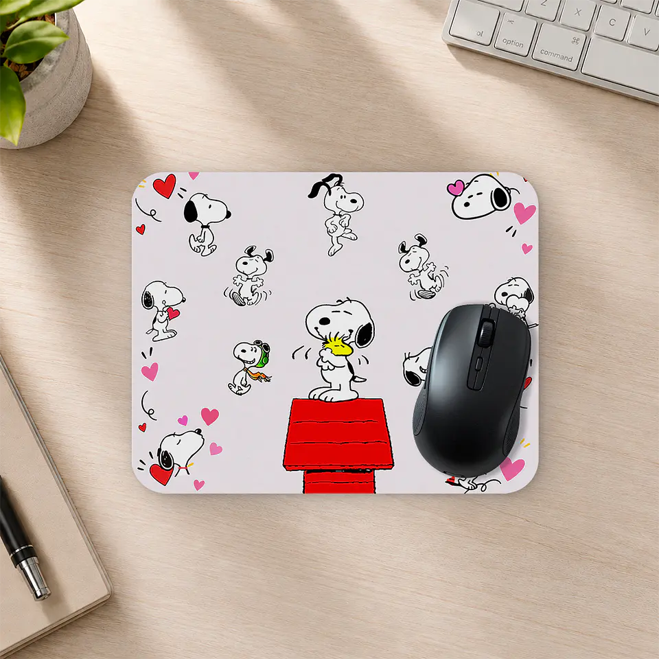 Mousepad 20x24 cm - Diseño Snoopy Corazones 2