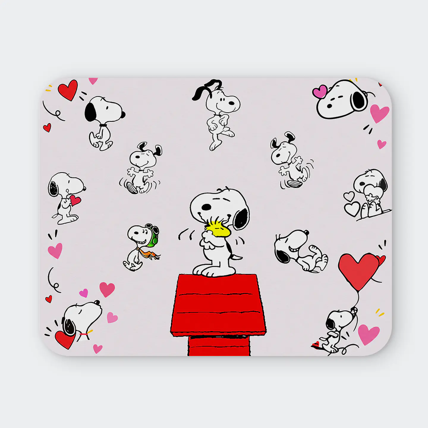 Mousepad 20x24 cm - Diseño Snoopy Corazones 1