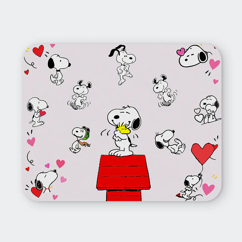 Mousepad 20x24 cm - Diseño Snoopy Corazones 1