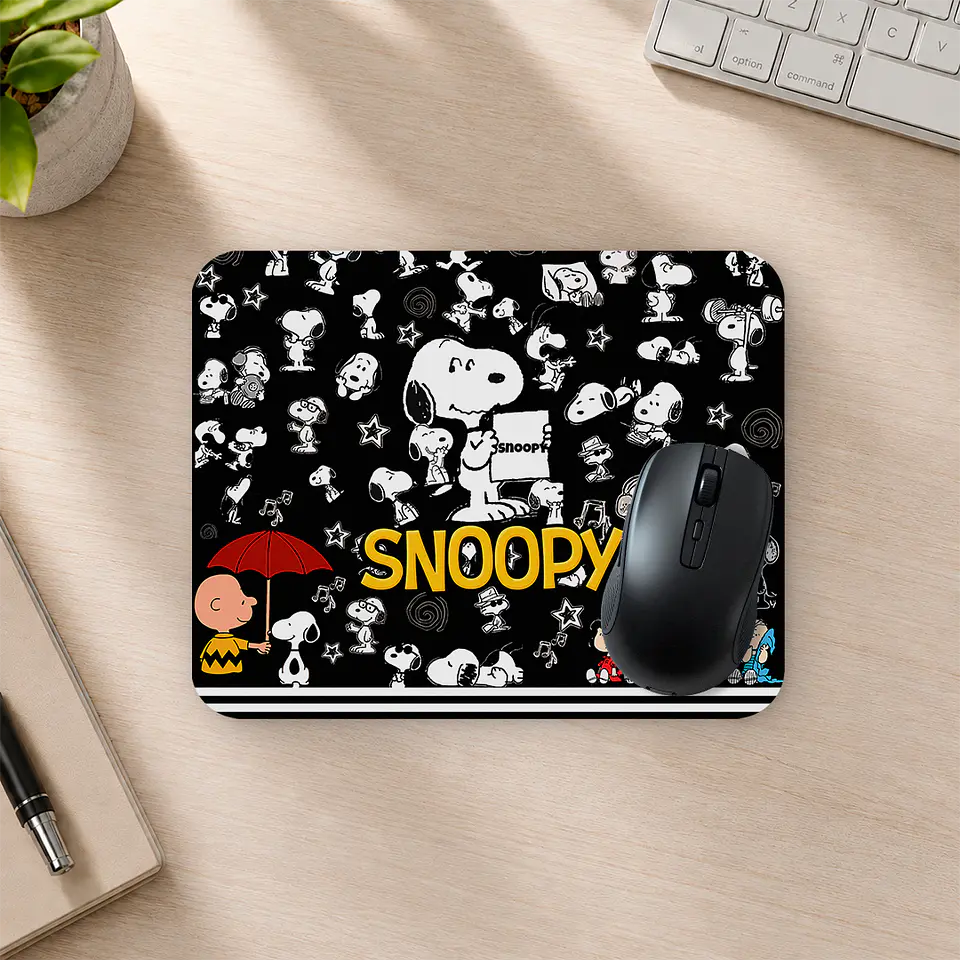 Mousepad 20x24 cm - Diseño Snoopy Fondo Negro Collage 2