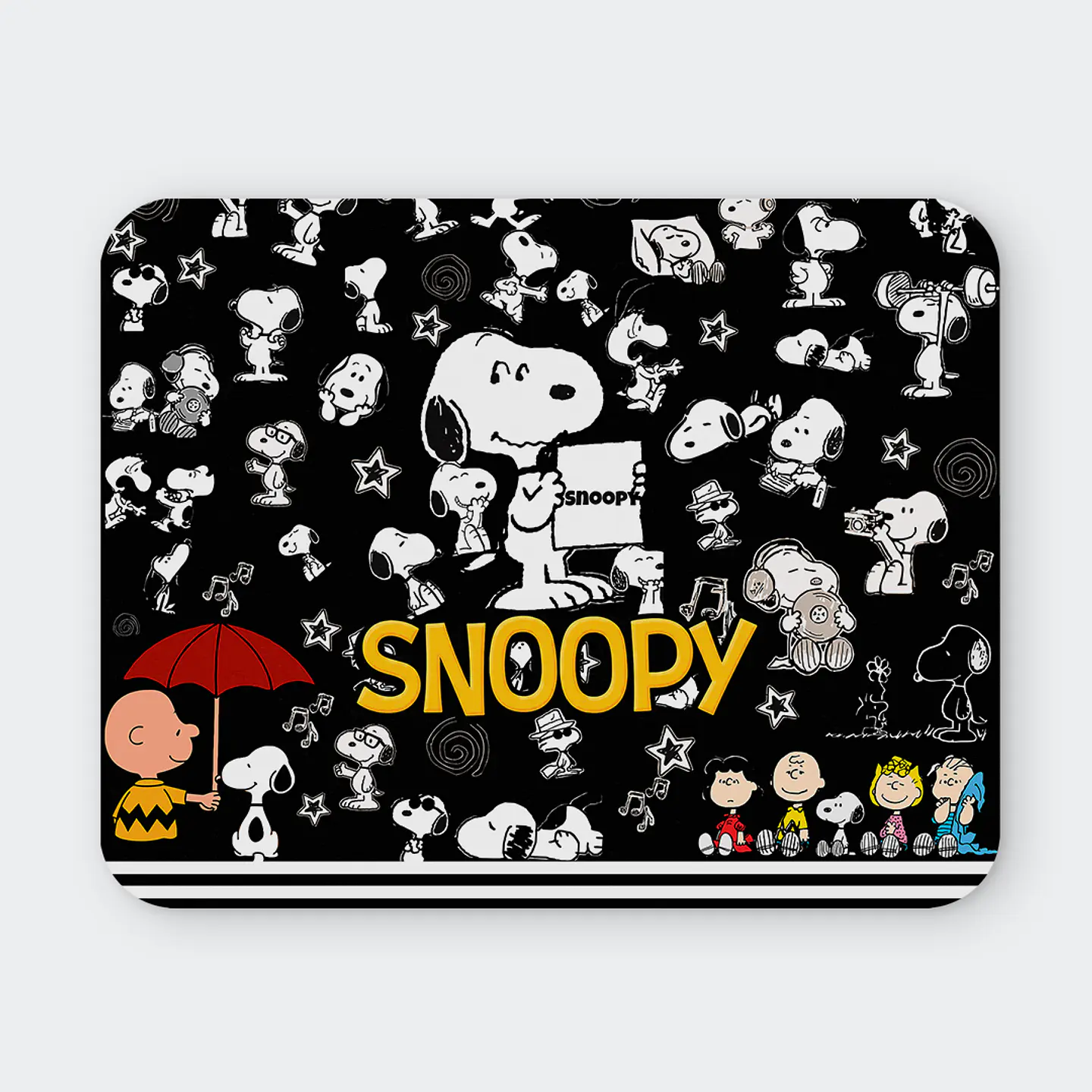 Mousepad 20x24 cm - Diseño Snoopy Fondo Negro Collage 1