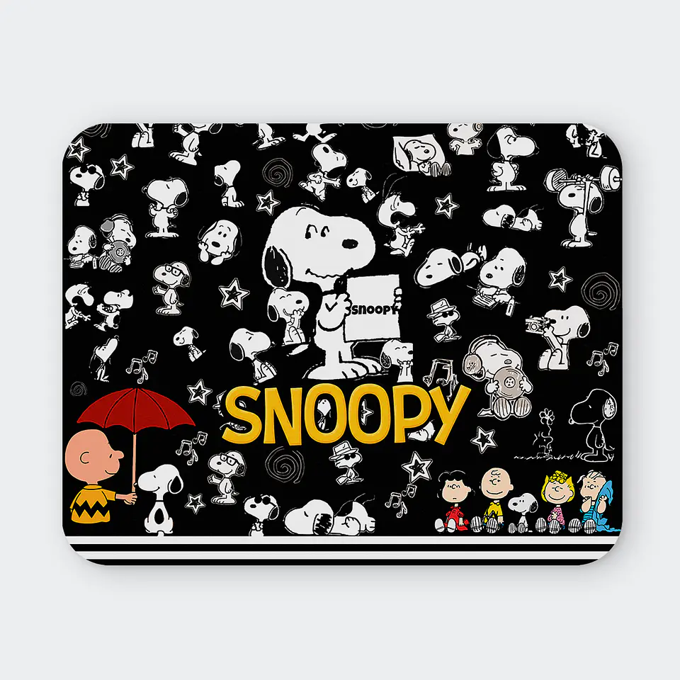 Mousepad 20x24 cm - Diseño Snoopy Fondo Negro Collage 1