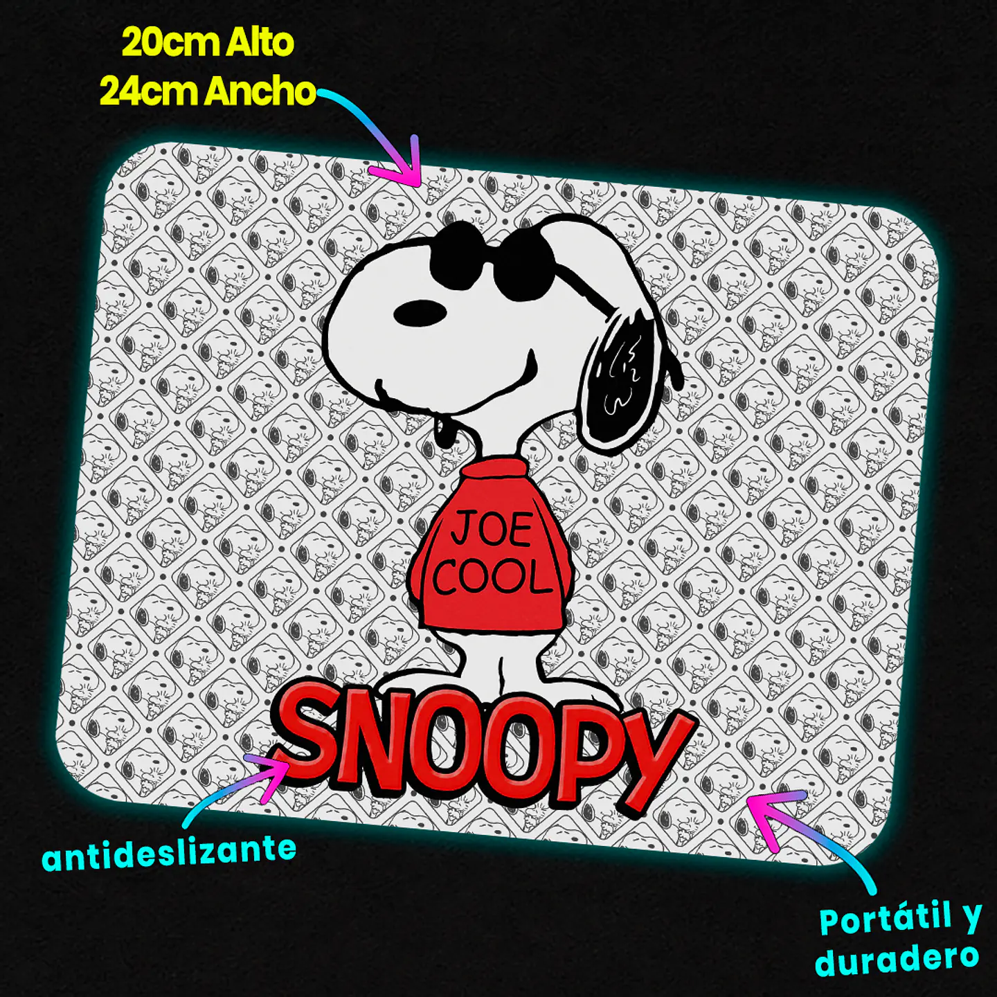 Mousepad 20x24 cm - Diseño Snoopy Joe Cool 3