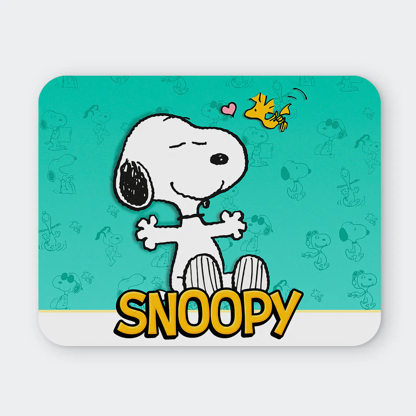 Mousepad 20x24 cm - Diseño Snoopy Fondo Turquesa Love 1