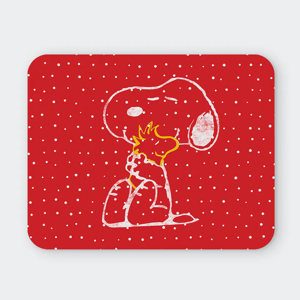Mousepad 20x24 cm - Diseño Snoopy Abrazo Fondo Rojo 1