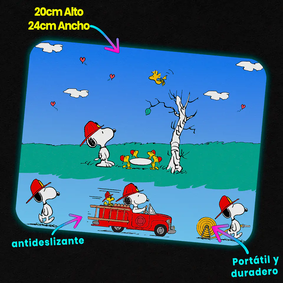 Mousepad 20x24 cm - Diseño Snoopy Bombero 3
