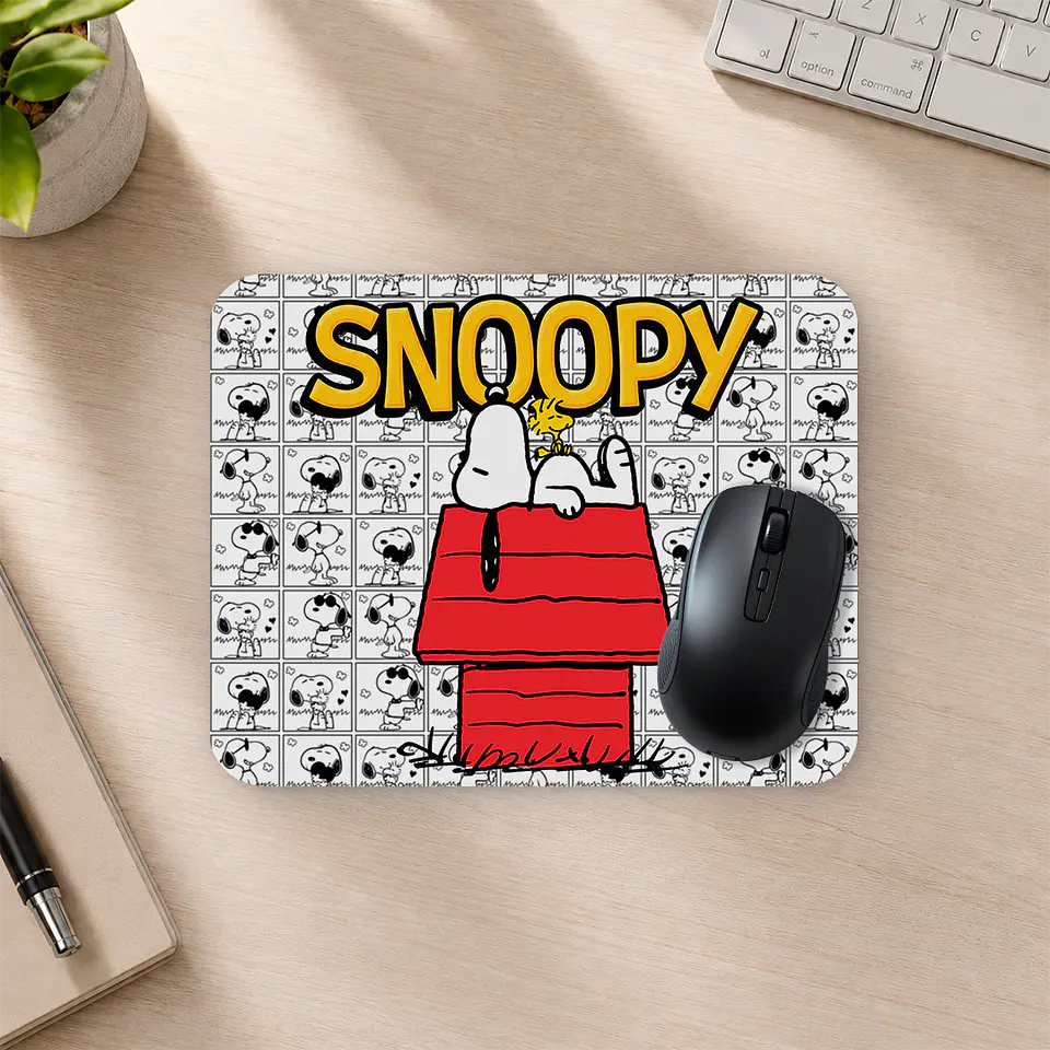 Mousepad 20x24 cm - Diseño Snoopy Casita Roja Cómic 2