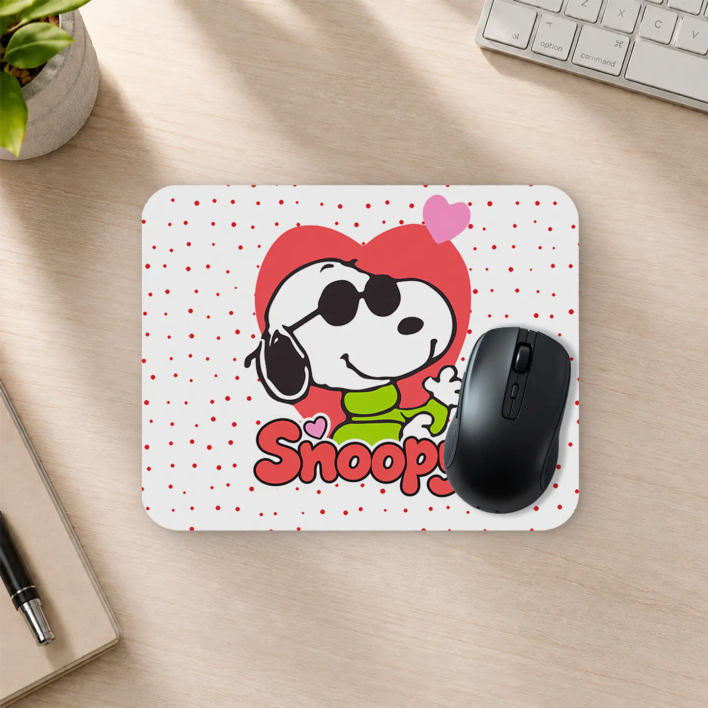 Mousepad 20x24 cm - Diseño Snoopy Corazón Rojo 2
