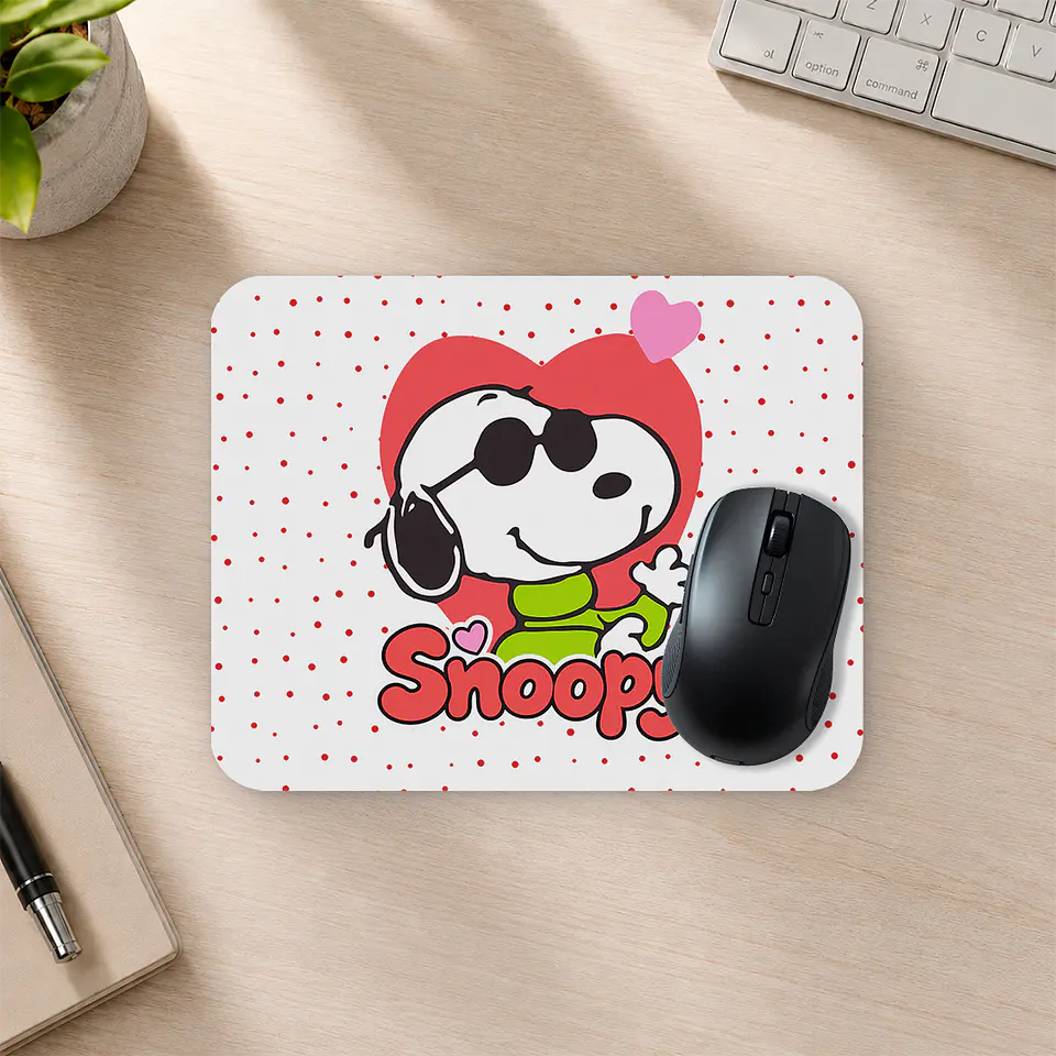 Mousepad 20x24 cm - Diseño Snoopy Corazón Rojo 2