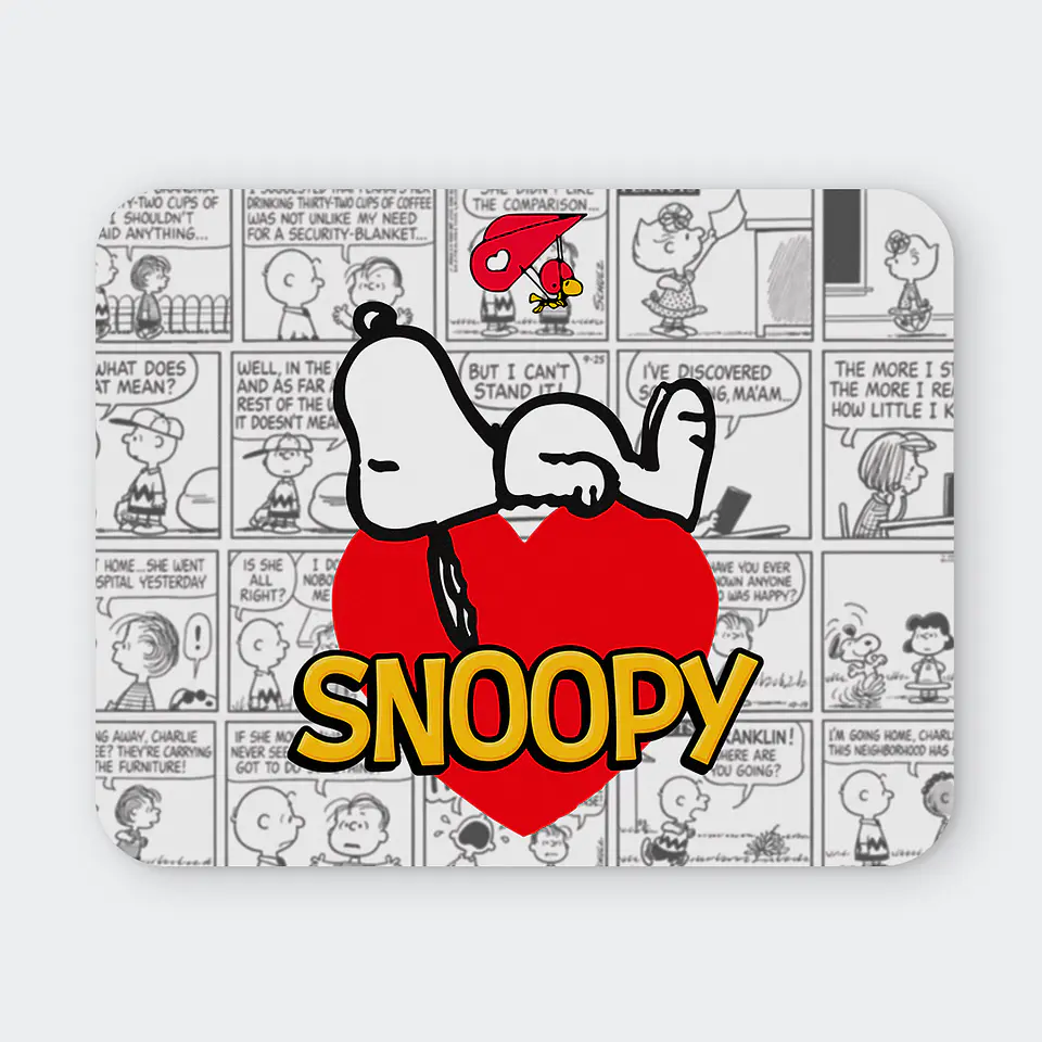 Mousepad 20x24 cm - Diseño Snoopy Corazón Cómic 1