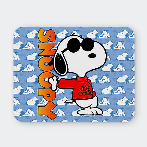 Mousepad 20x24 cm - Diseño Snoopy Joe Cool Fondo Azul