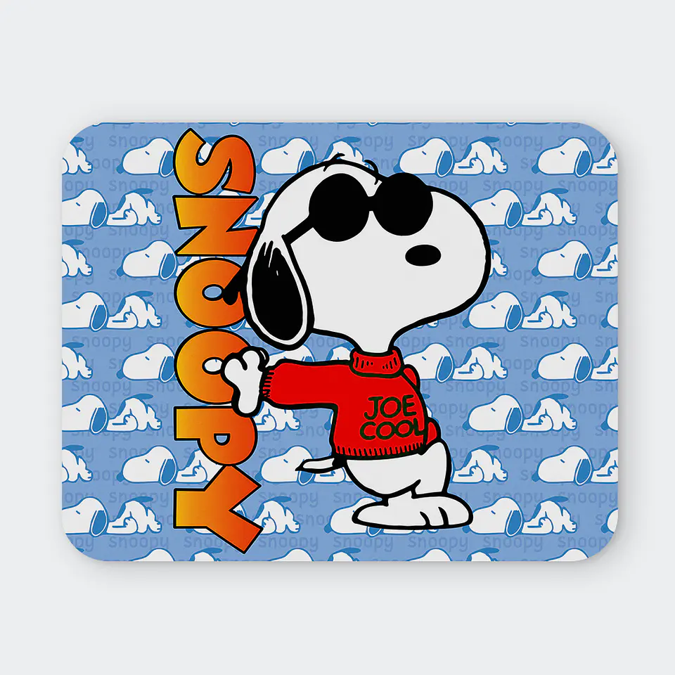 Mousepad 20x24 cm - Diseño Snoopy Joe Cool Fondo Azul 1