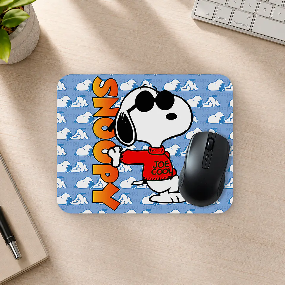 Mousepad 20x24 cm - Diseño Snoopy Joe Cool Fondo Azul 2