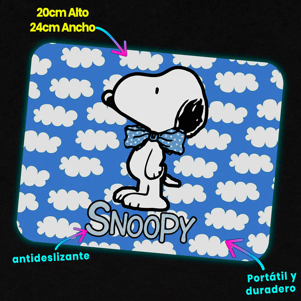 Mousepad 20x24 cm - Diseño Snoopy Nubes Azules 3