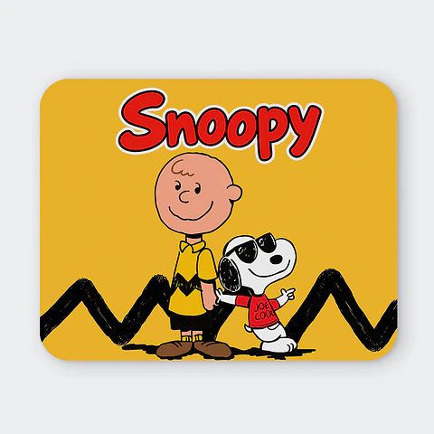 Mousepad 20x24 cm - Diseño Snoopy y Charlie Fondo Amarillo
