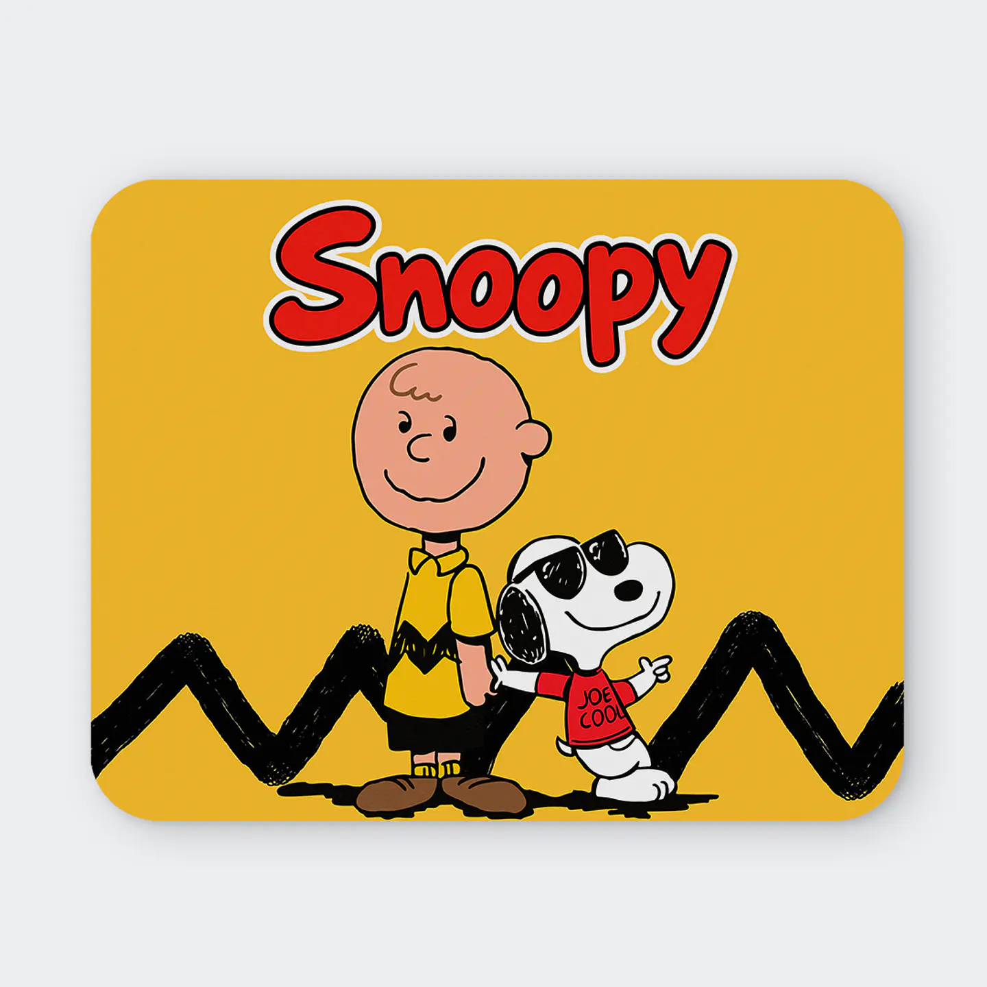 Mousepad 20x24 cm - Diseño Snoopy y Charlie Fondo Amarillo 1