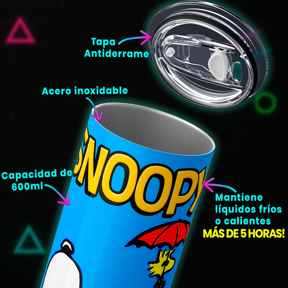 Mug Termo 600ml - Diseño Snoopy y Woodstock 4