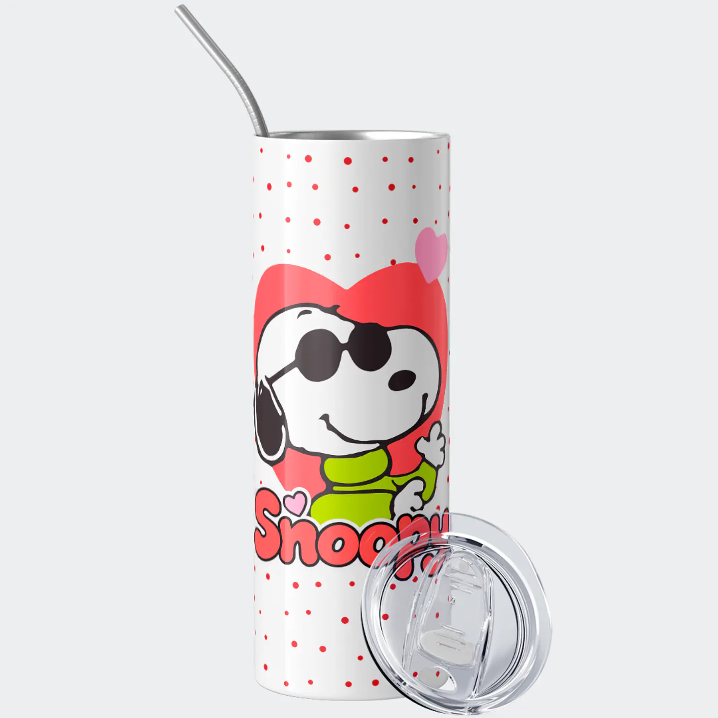 Mug Termo 600ml - Diseño Snoopy con Lentes y Corazones 1