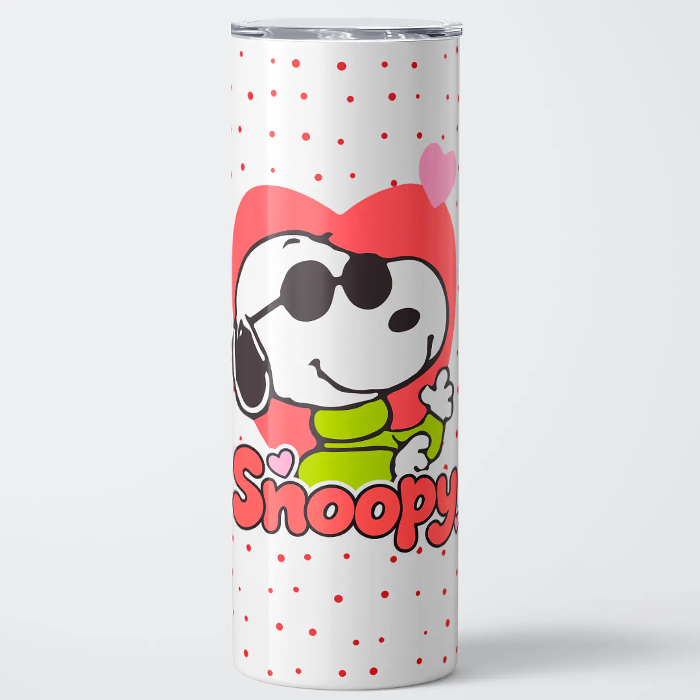 Mug Termo 600ml - Diseño Snoopy con Lentes y Corazones 2