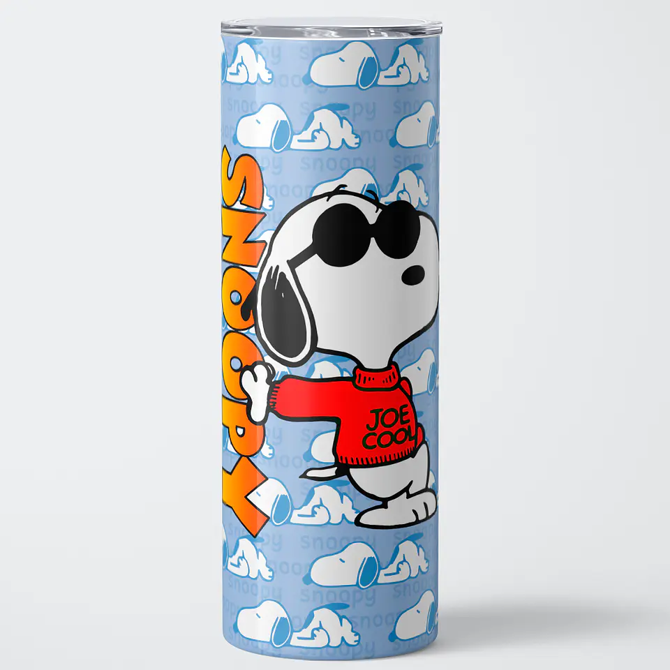 Mug Termo 600ml - Diseño Snoopy Joe Cool Fondo Azul 2