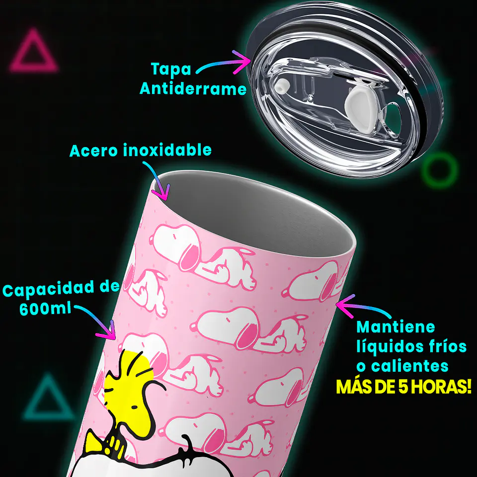 Mug Termo 600ml - Diseño Snoopy y Woodstock Dulces Sueños 4