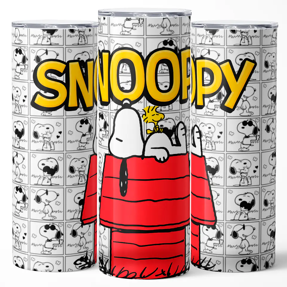 Mug Termo 600ml - Diseño Snoopy y Woodstock Casita Roja Cómic 3