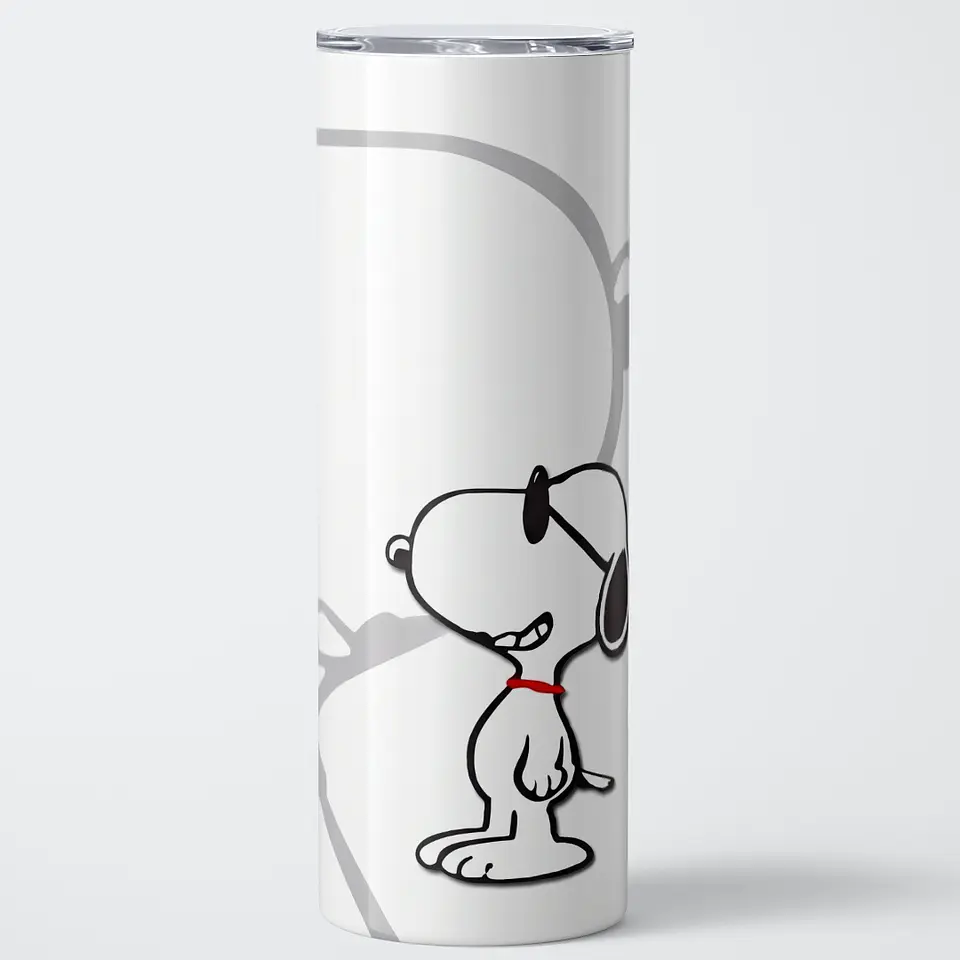 Mug Termo 600ml - Diseño Snoopy Minimalista Blanco y Gris 1