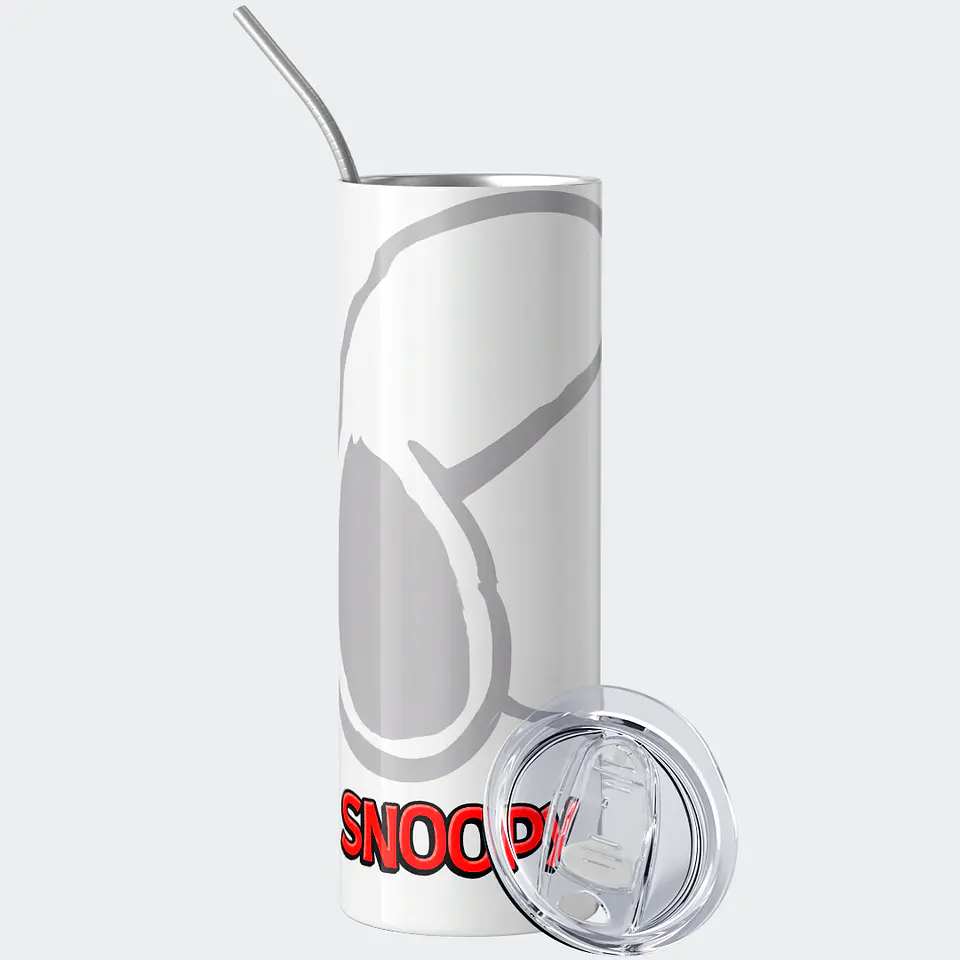 Mug Termo 600ml - Diseño Snoopy Minimalista Blanco y Gris 2