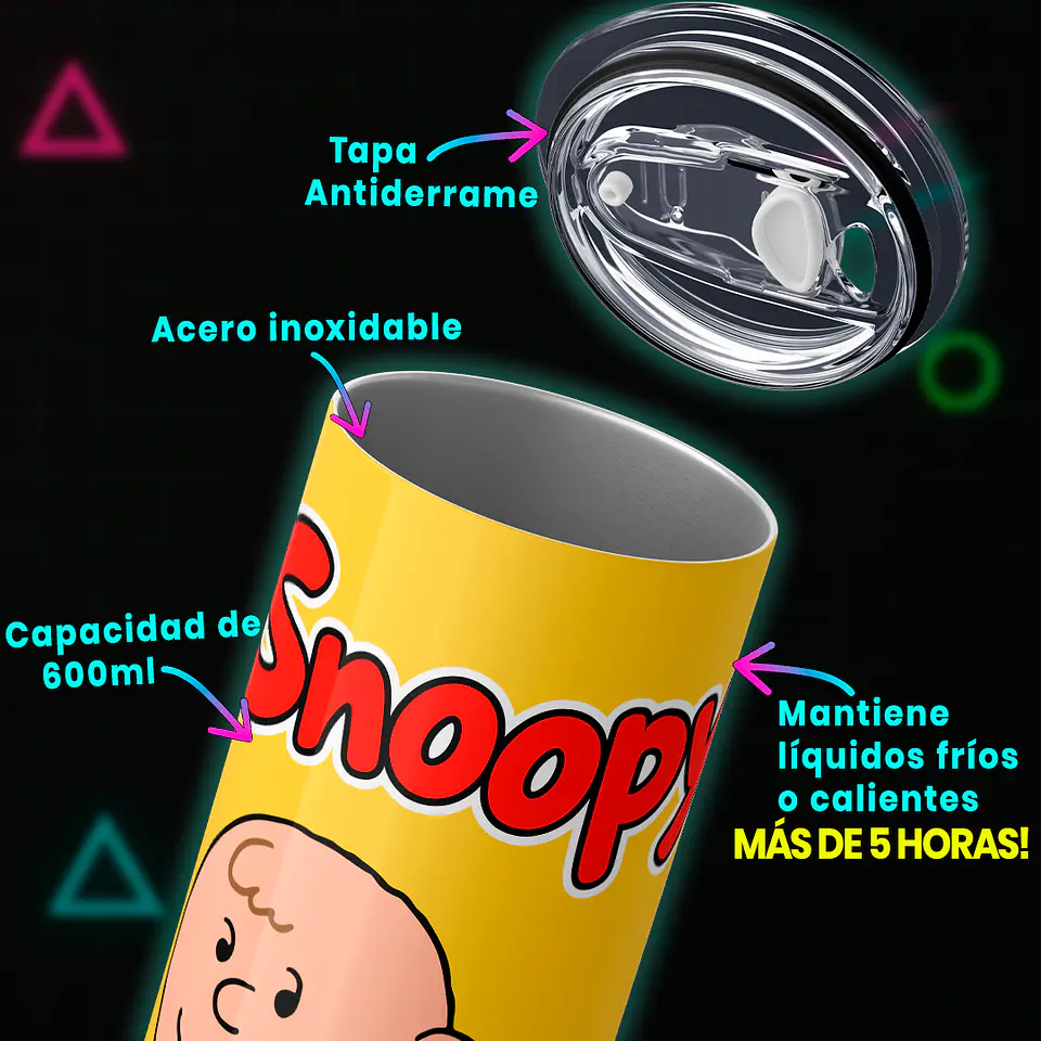 Mug Termo 600ml - Diseño Snoopy Joe Cool y Charlie Brown 4