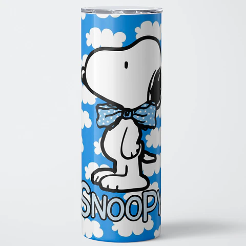 Mug Termo 600ml - Diseño Snoopy con Corbatín y Nubes