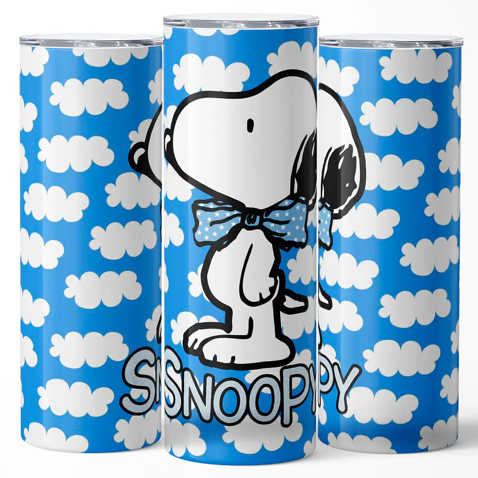 Mug Termo 600ml - Diseño Snoopy con Corbatín y Nubes 3