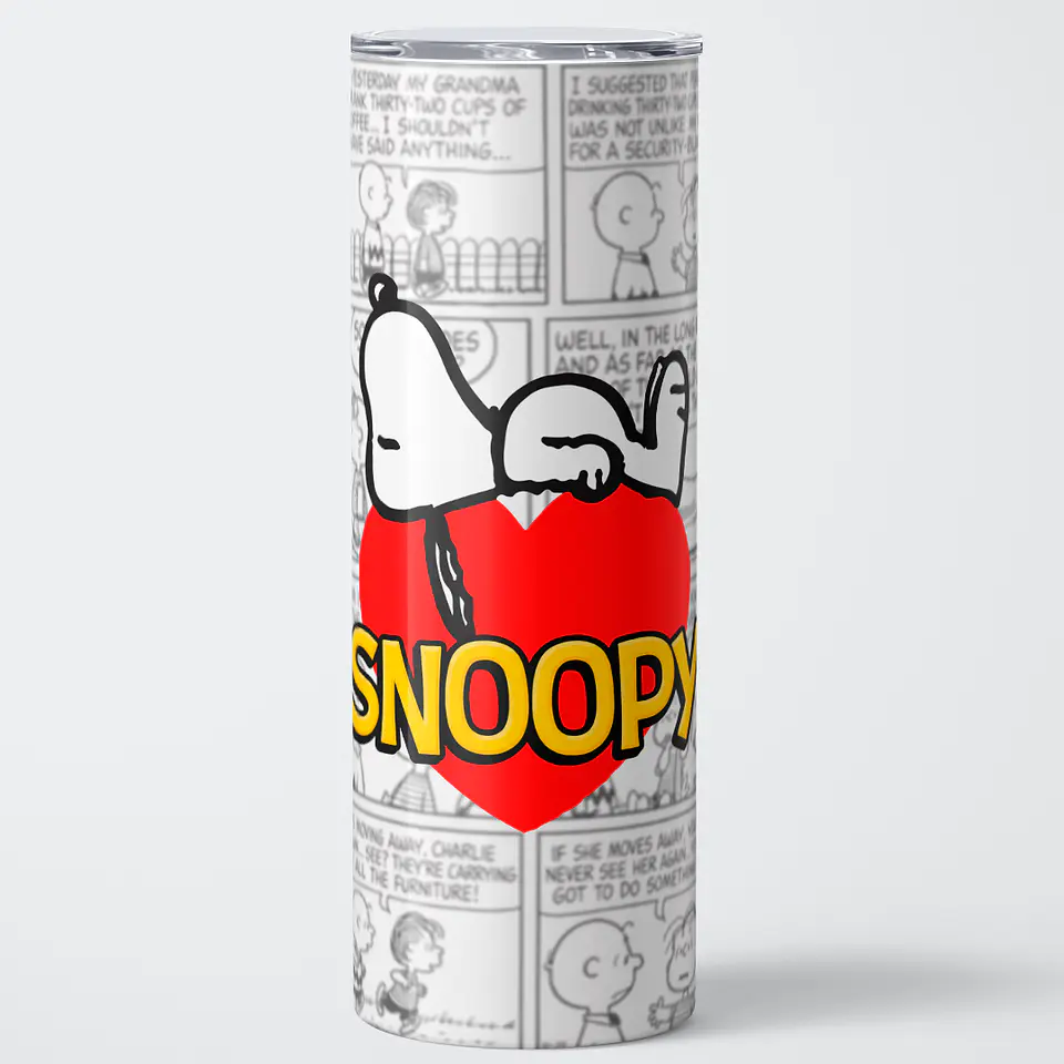Mug Termo 600ml - Diseño Snoopy Corazón Rojo y Cómic 2