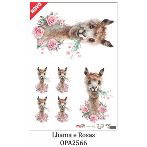 LAMINA OPAPEL 30X45CM LLAMA E ROSAS