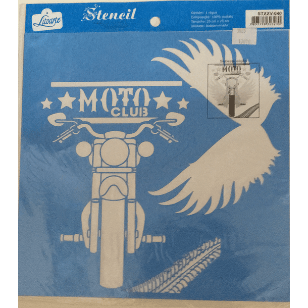 STENCIL LITOARTE 25 x 25 CLUB MOTOS