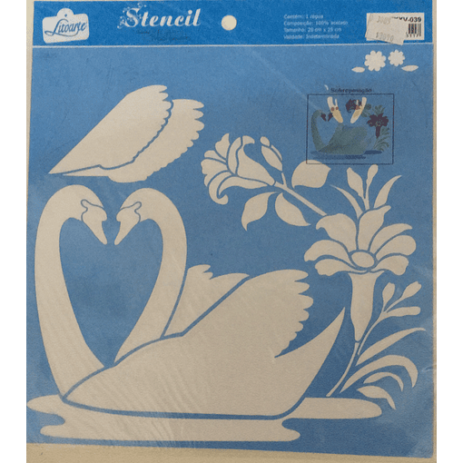 STENCIL LITOARTE 25 x 25 CISNES FLORES